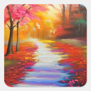 Beautiful Fall Day Autumn Path Square Sticker