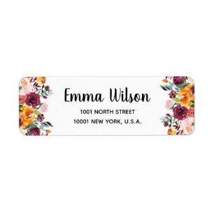 Beautiful Fall Flowers Return Address Labels