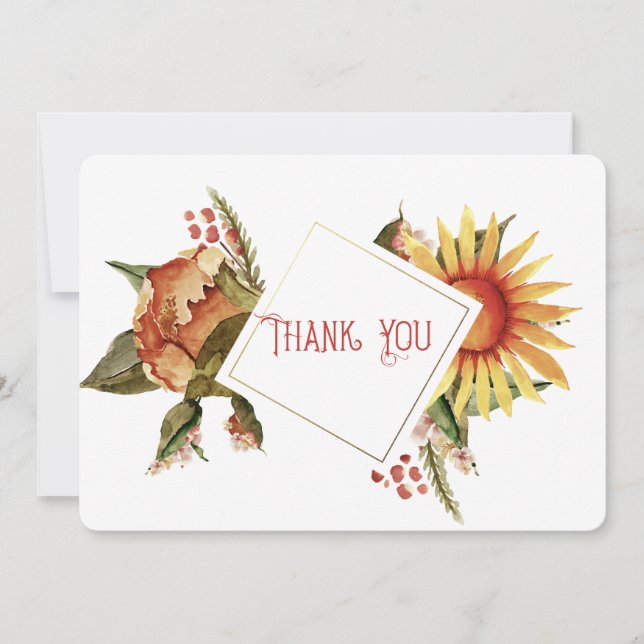 Beautiful Fall Flowers, Thank You Card (Front)