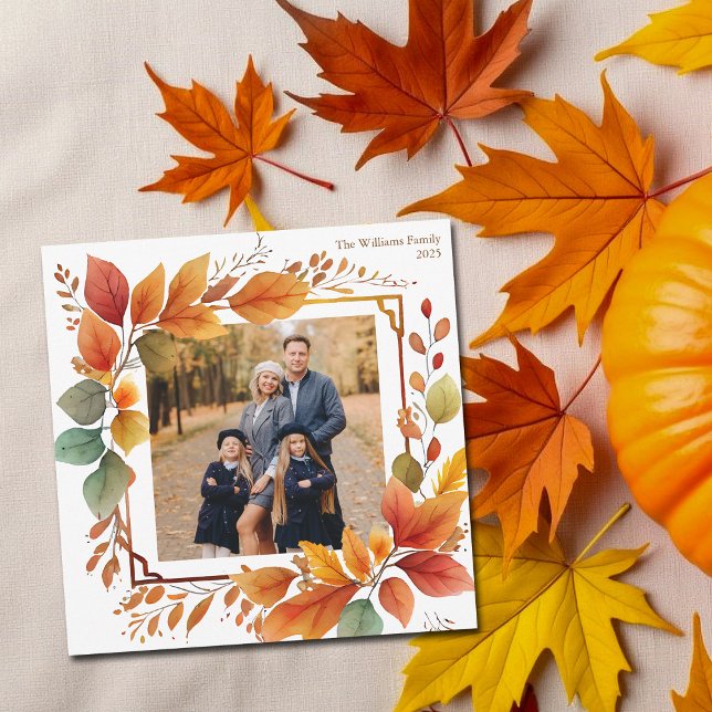 Beautiful Fall Foliage Family Photo Thanksgiving Holiday Card (Creator Uploaded)