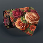 Beautiful Fall Rose Floral Grooms Wedding Tie<br><div class="desc">Beautiful dark fall colour floral design of roses on black makes a wonderfully elegant tie for groom or wedding party!</div>