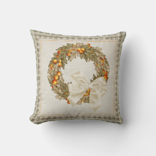 Beautiful Fall Season Wreath Design Throw Pillow 2