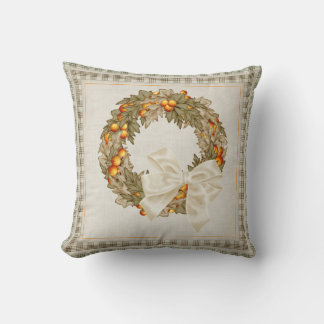 Beautiful Fall Season Wreath Design Throw Pillow 2