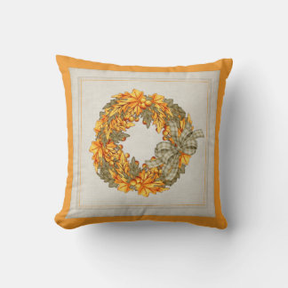 Beautiful Fall Season Wreath Design Throw Pillow 4
