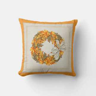 Beautiful Fall Season Wreath Design Throw Pillow 5