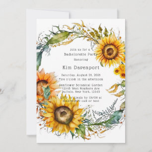 Beautiful Fall Sunflower Bachelorette Party Invitation