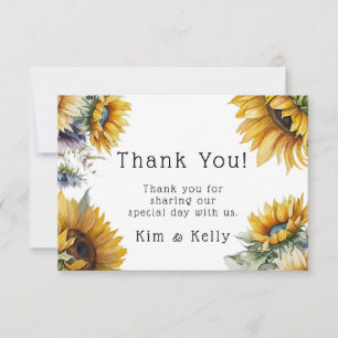 Beautiful Fall Sunflowers Airy Wedding Thank You Card
