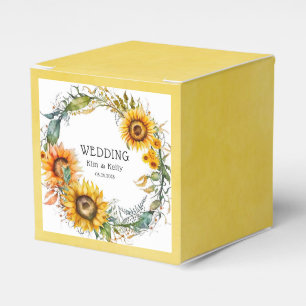 Beautiful Fall Sunflowers Airy Wreath Wedding  Favour Box