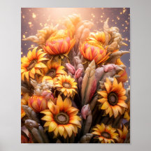 Beautiful Fall Sunflowers Blooming Yellow Flowers