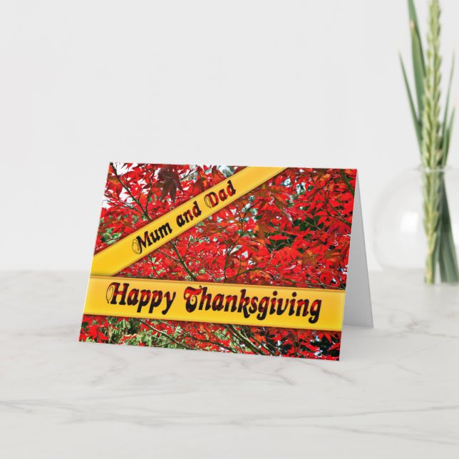 Beautiful fall Thanksgiving card, mum and dad Holiday Card (Front)