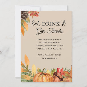 Beautiful Fall Thanksgiving Invitation