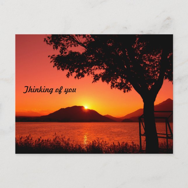 Beautiful Fall Tranquil Sunset Lake Mountain Postcard (Front)
