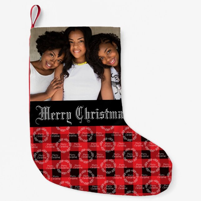 Beautiful Family Photo Christmas Small Christmas Stocking (Front)