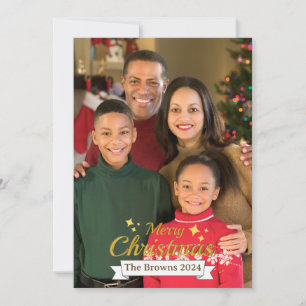 Beautiful Family Photo Merry Christmas Greeting Holiday Card