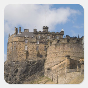 Beautiful famous giant Edinburgh Castle in Square Sticker
