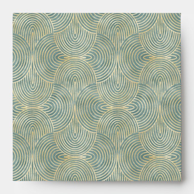 Beautiful ,fan,art deco, pattern,green colours,gre envelope (Front)