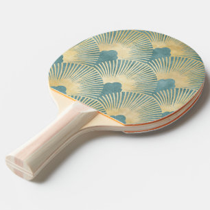 Beautiful fan pattern,teal gold,Art Deco pattern,c Ping Pong Paddle