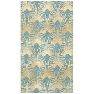 Beautiful fan pattern,teal gold,Art Deco pattern,c Tablecloth
