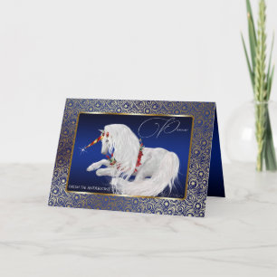 Beautiful Fantasy Christmas Unicorn Peace Holiday Card