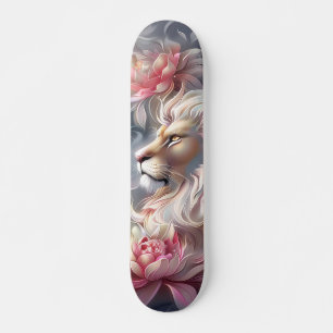 Beautiful Fantasy Colourful Lion & Florals  Skateboard