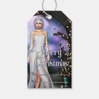 Beautiful Fantasy Elf Merry Christmas Gift Tag v2