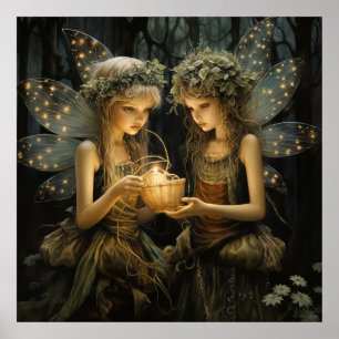 Beautiful Fantasy Fairies Lights Candles Poster