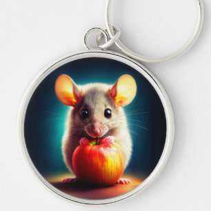 Beautiful fantasy furry animal red apple food key ring