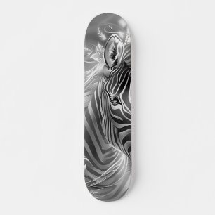 Beautiful Fantasy Gray Scale Zebra Skateboard