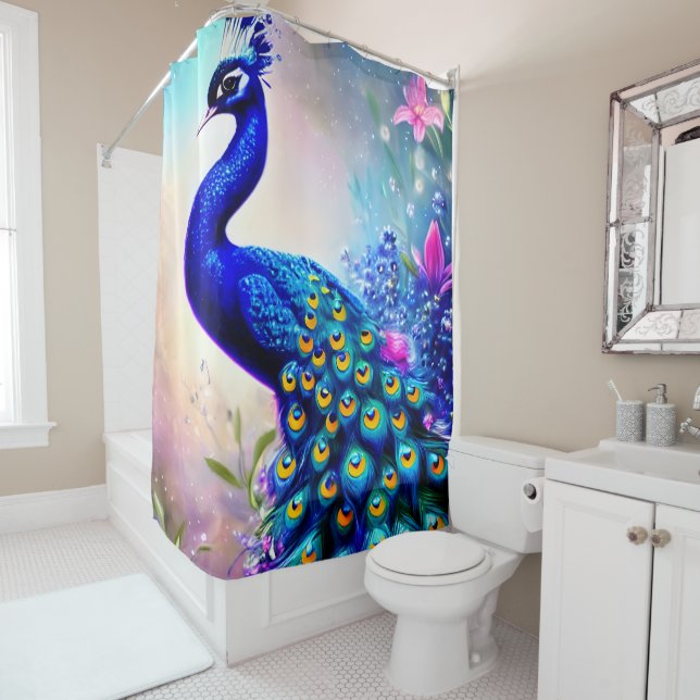 Beautiful Fantasy Peacock  Shower Curtain (In Situ)