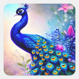 Beautiful Fantasy Peacock  Square Sticker