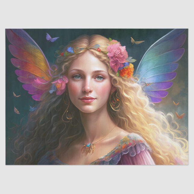 Beautiful Fantasy Rainbow Fairy Decoupage Tissue Paper (Front)