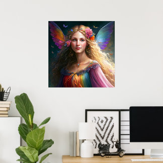 Beautiful Fantasy Rainbow Fairy Poster