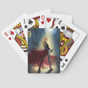 Beautiful fantasy Woman Warrior Princess on stree Playing Cards
