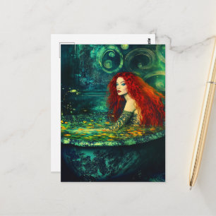 Beautiful FantasyWoman with Red Hair in a Tub Postcard