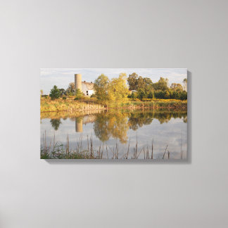 Beautiful Farm and Barn reflected in the POND Canvas Print