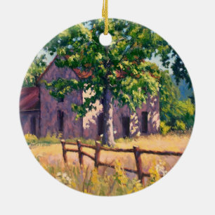 Beautiful Farm House Autumn  Ceramic Tree Decoration