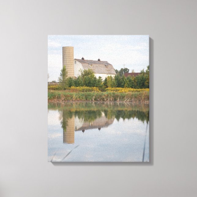 Beautiful Farm reflected in the Pond Canvas Print (Front)