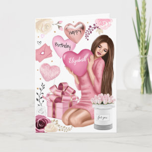 Beautiful Fashion Girl Happy Birthday Holiday Card