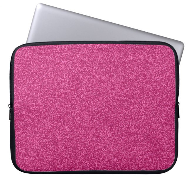 Beautiful fashionable girly hot pink glitter laptop sleeve (Front)