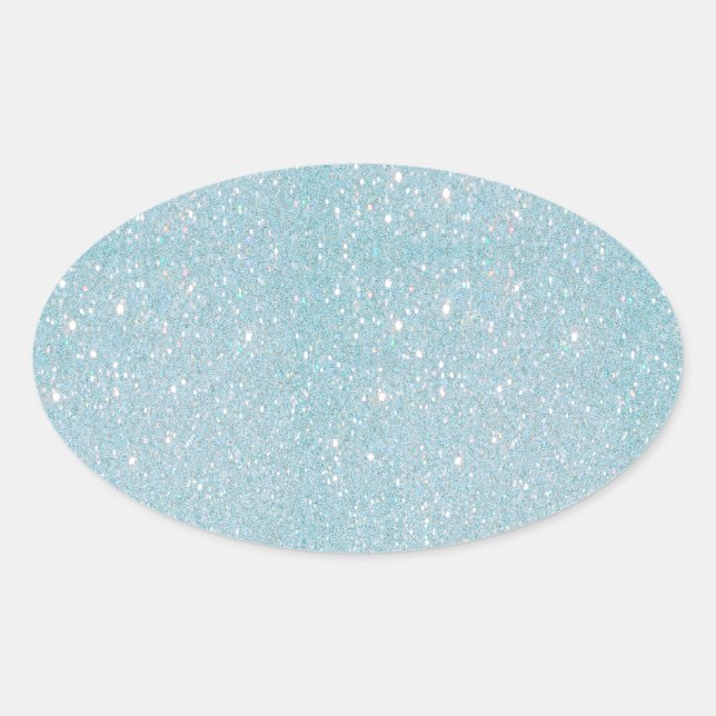 Beautiful fashionable soft blue glitter shinning oval sticker (Front)