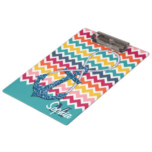 Beautiful faux glitter nautical anchor infinity clipboard