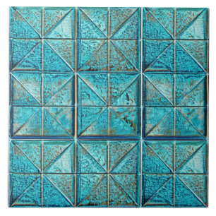Beautiful faux-metallic teal aesthetic artsy tile