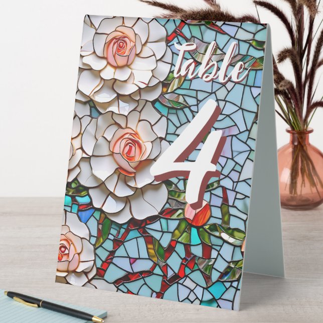 Beautiful Faux Mosaic Wedding Number (In SItu (Table))