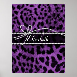 Beautiful faux purple black leopard animal print