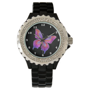 Beautiful Faux stained glass butterfly rhinestone Watch