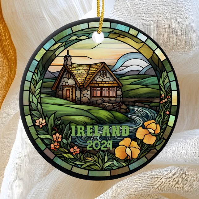 Beautiful Faux Stained Glass Ireland Souvenir Ceramic Tree Decoration (Creator Uploaded)