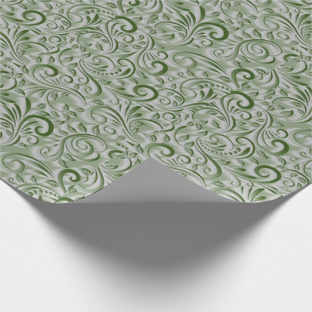 Beautiful Faux Textured Hunter Green Christmas Wrapping Paper (Corner)