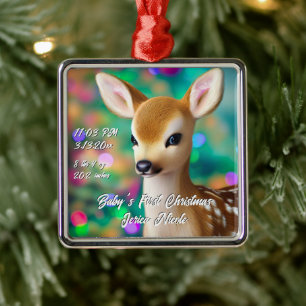Beautiful Fawn First Christmas Metal Tree Decoration