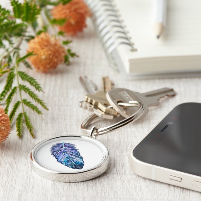 Beautiful Feather - Choose your colours Key Ring (Side)