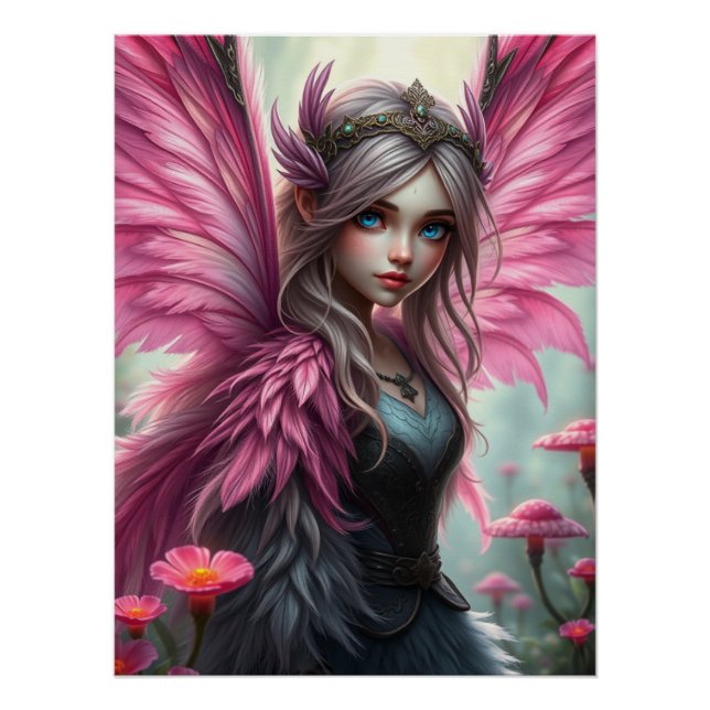 Beautiful Feathered Fairy Art  Poster (Front)